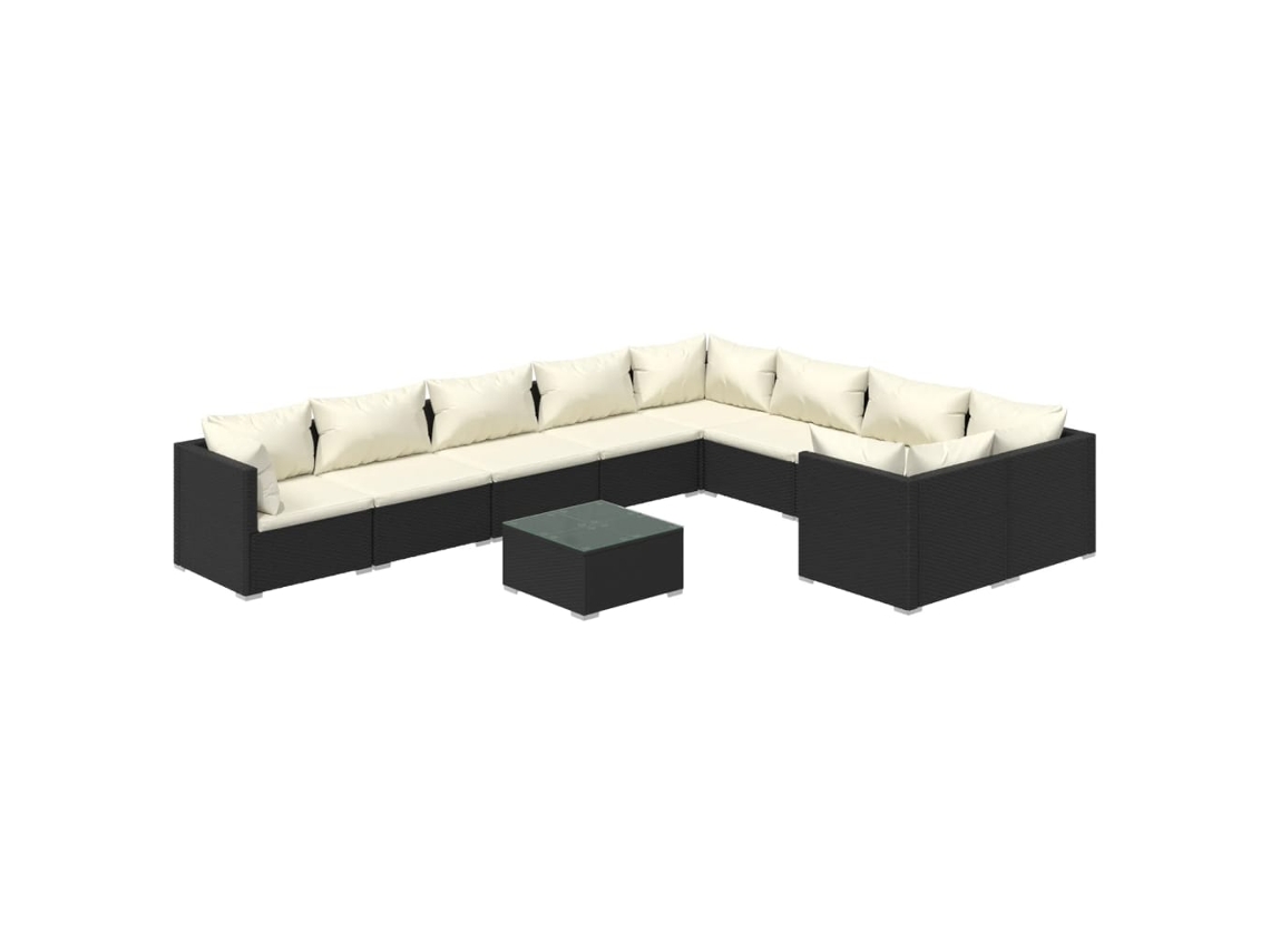 Garden Lounge Set, Garden Lounge Sets Vidaxl Preto Rattan / Vime (n/a)