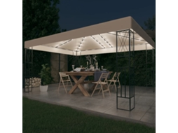 Vidaxl Gazebo Com Cordões De Luzes Led 3x4 M Tecido Cor Creme