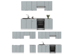 Cozinha Fame Line, 240cm, Pt Antracite, Azul Claro Cinza/branco, Branco, Vicco