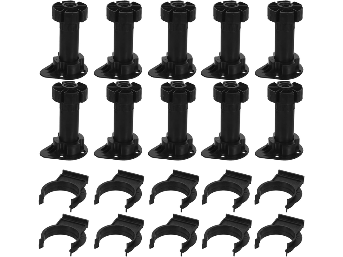 10 Elevadores de Móveis Ajustáveis, Clips para Rodapé GOKOCO