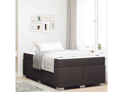 Vidaxl Estrutura Da Cama Com Colchão Marrom Escuro 120 X 200 Cm Tecido