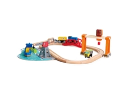 Conjunto De Brinquedo Hape Harbor Set Conjunto De Porto Com Sistema De Elevação E Carga Playground De Porto