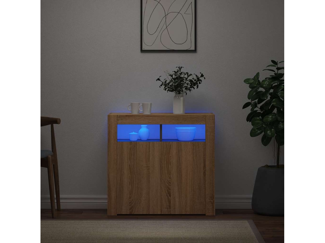 Vidaxl Aparador Com Luzes Led 80x35x75 Cm Carvalho Sonoma