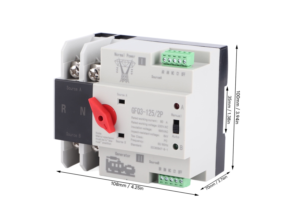 Interruptor Automático De Transferência Dual 2p 80a