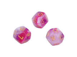 Primerox conjunto de 3 Dados Astrológicos de 12 Lados Glitter Rune para Jogo de Tabuleiro e Divinação