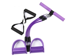 Faixa de Resistência com Pedal 3 Tubos para Abdominais Roxa AQUAFORGE