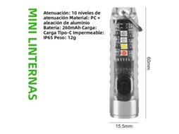 Lanterna Led Mini Multifuncional À Prova D'água (transparente) Com Chaveiro, Portabilidade Magnética, Baterias Incluídas.
