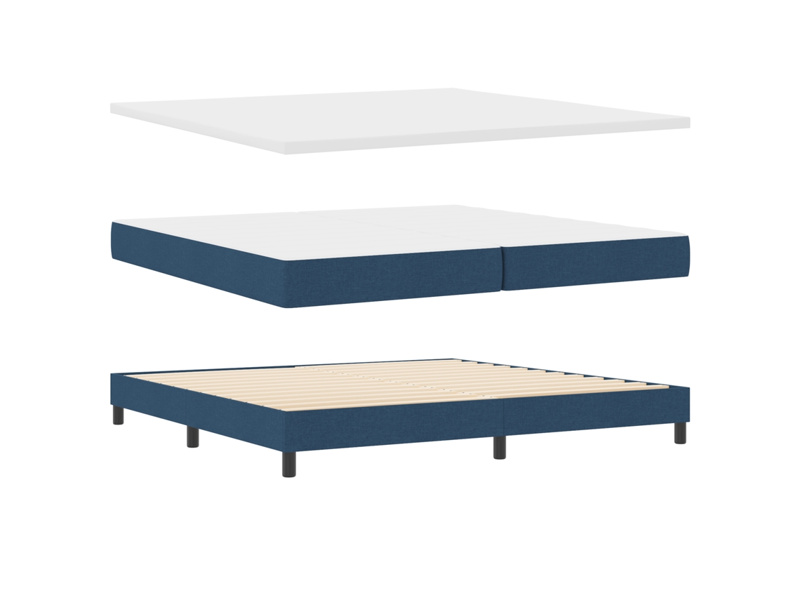 Conjunto 1 Cama Box Vidaxl Azul Tecido (200 X 200 Cm)