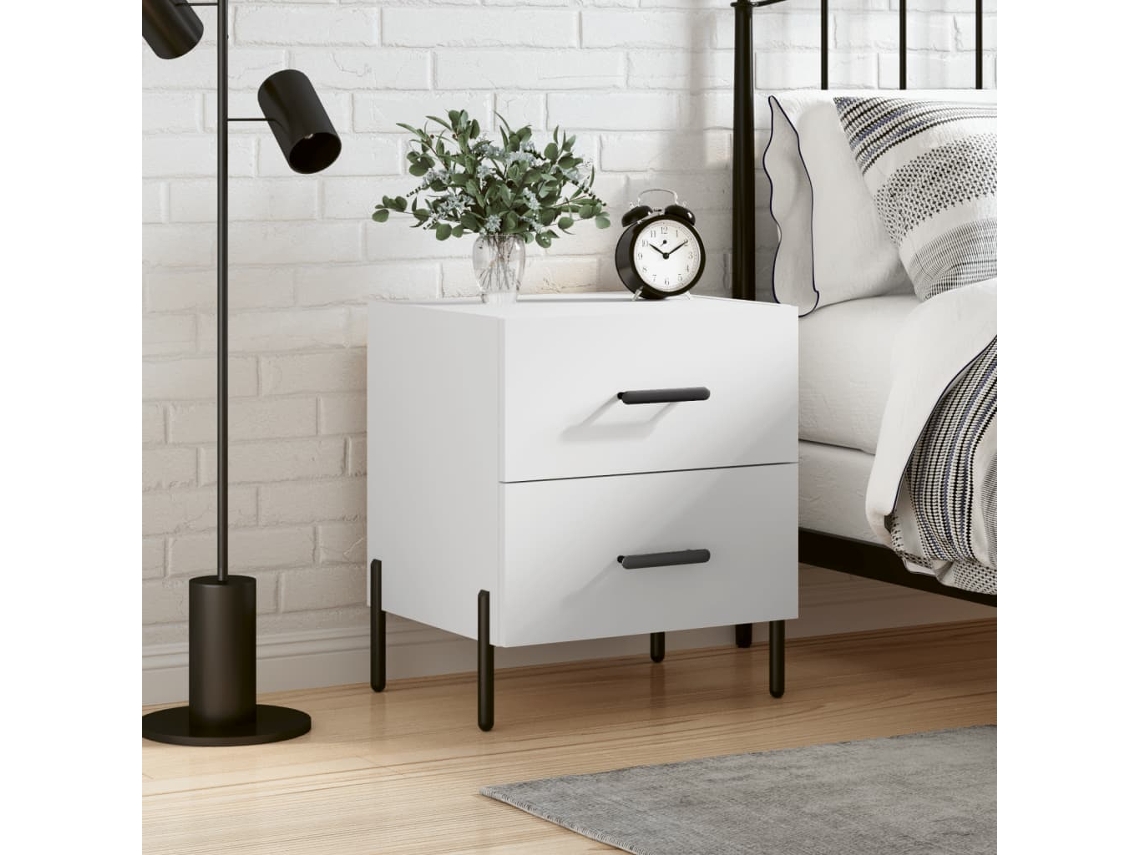 Bedside Cabinet, Bedside Cabinets Vidaxl Branco Madeira Processada (n/a)