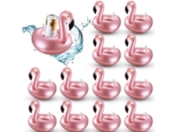 Conjunto De 12 Porta-copos Infláveis ​​de Peça Única, Com Estampa De Flamingo, Reutilizáveis.