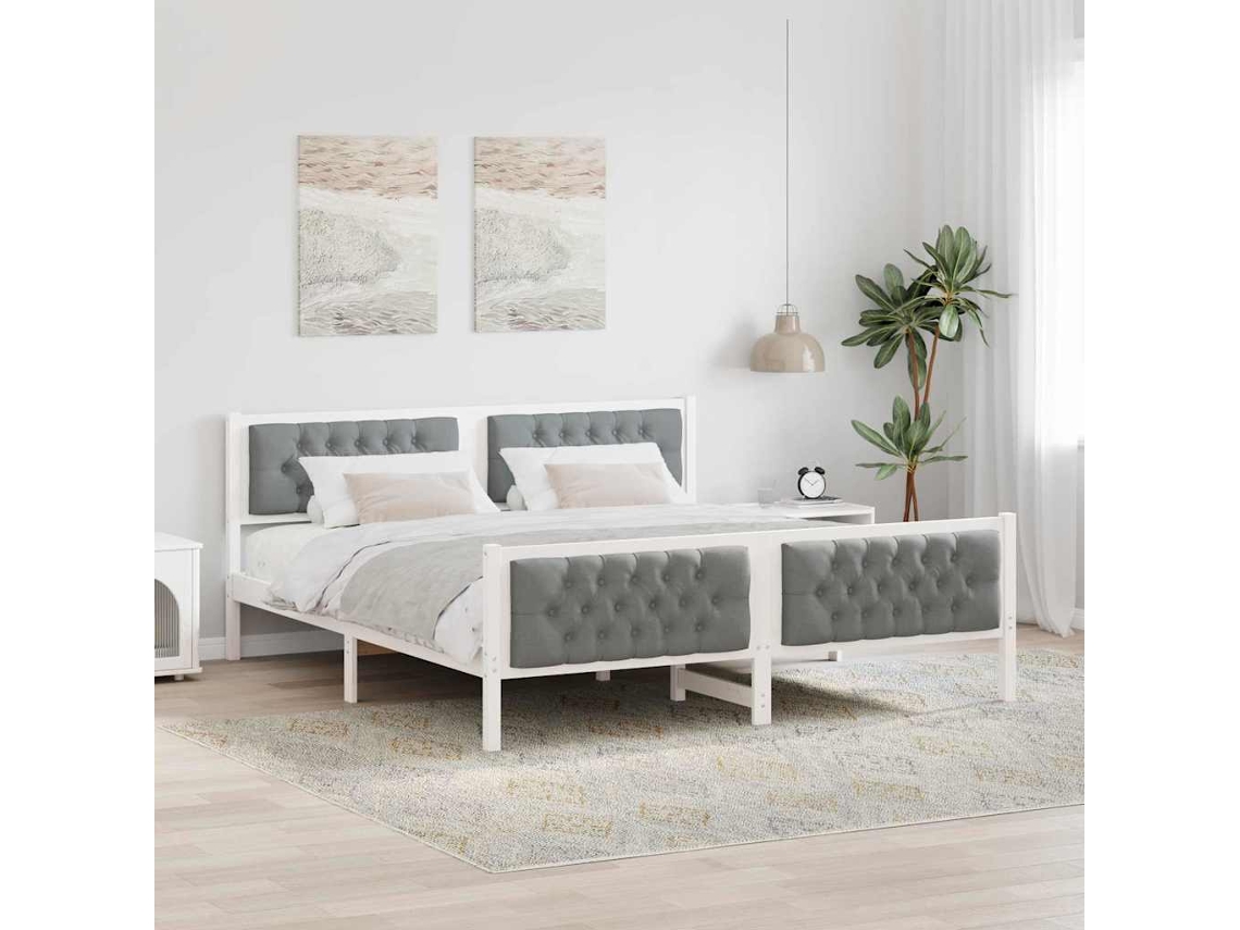 Vidaxl Estrutura Da Cama Com Cabeceira Cinzento-claro 160 X 200 Cm