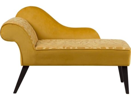 Chaise-Longue Biarritz (Amarelo - Veludo - 56x116x78 cm)
