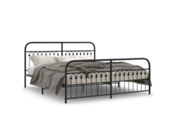 Bed Frame, Bed Frames Vidaxl Preto Aço (183 X 203 Cm)