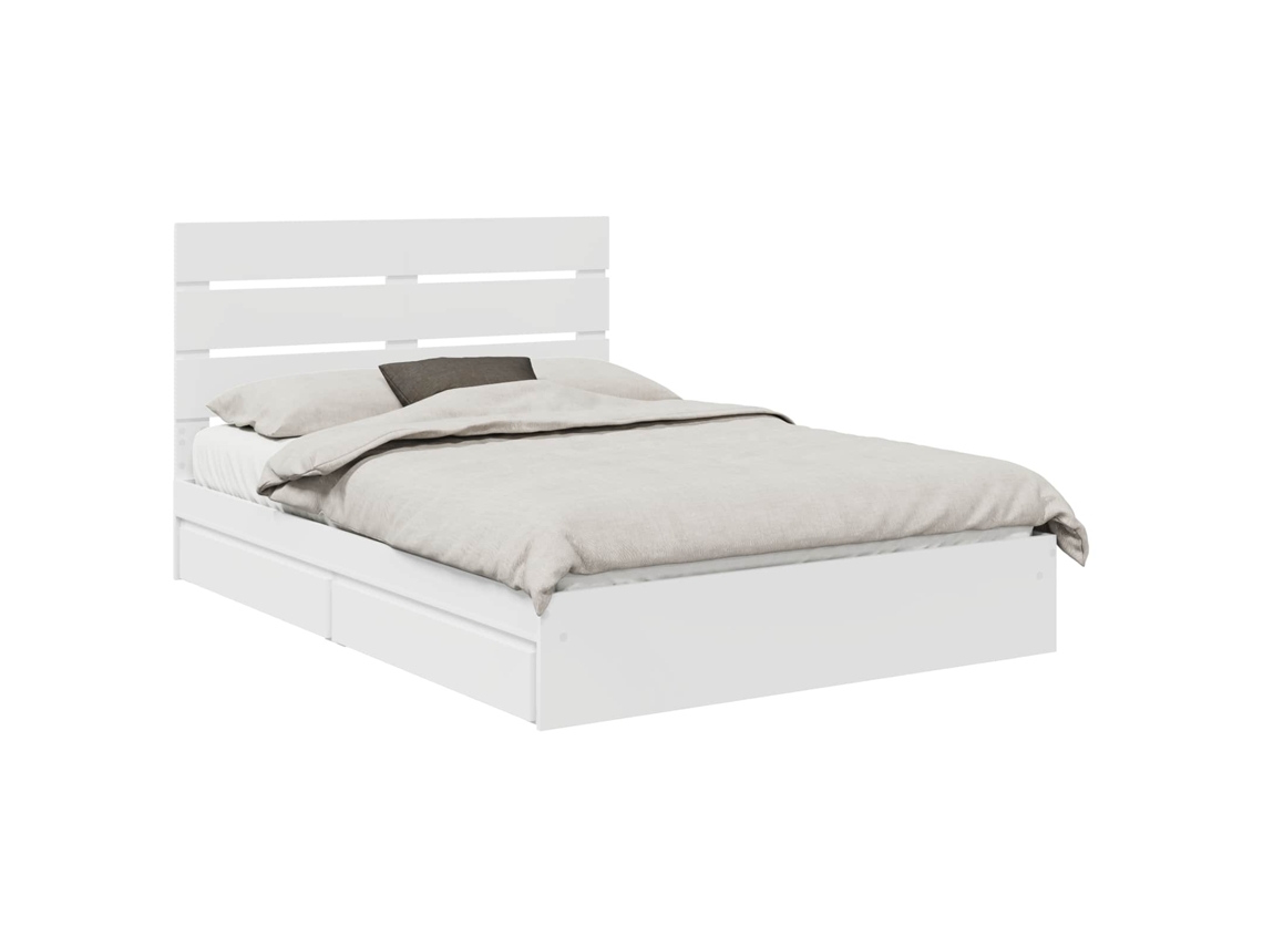 Cama com Armazenamento Branco 140x200 cm Madeira Processada MAISON EXCLUSIVE