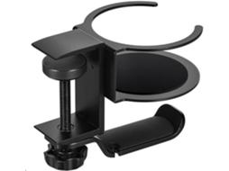 Suporte Para Fones De Ouvido Em Alumínio Com Rotação 360° E Porta Copos Organização Eficiente Acessórios Escritório