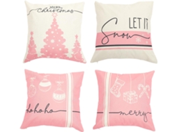 Conjunto de 4 Fronhas Natalinas, Festivas, Decorativas em Estilo Campestre, Fáceis Montar e Remover. CHABERLU