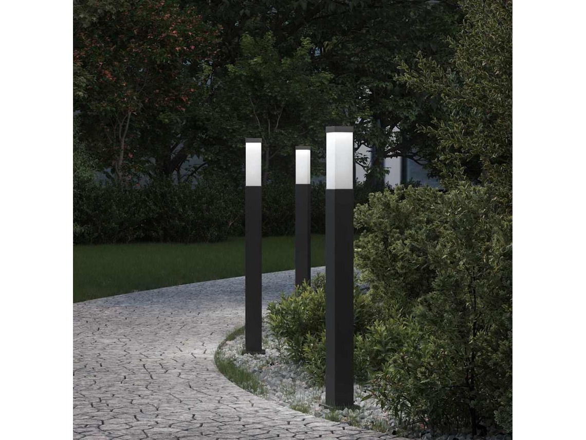 Vidaxl Luminárias De Poste, 3 Unidades, 80 Cm, Pretas, Ip44