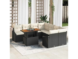 Vidaxl Conjunto De Sofá De Jardim 9 Unid. Preto Rattan Sintético