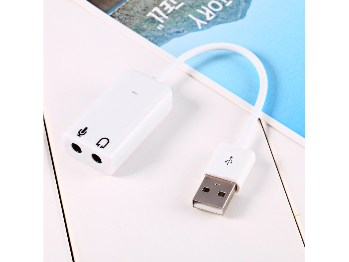 Adaptador De Placa De Som Usb 2.0 Branco 7.1 Virtual Xear 3d Audio Para Xp