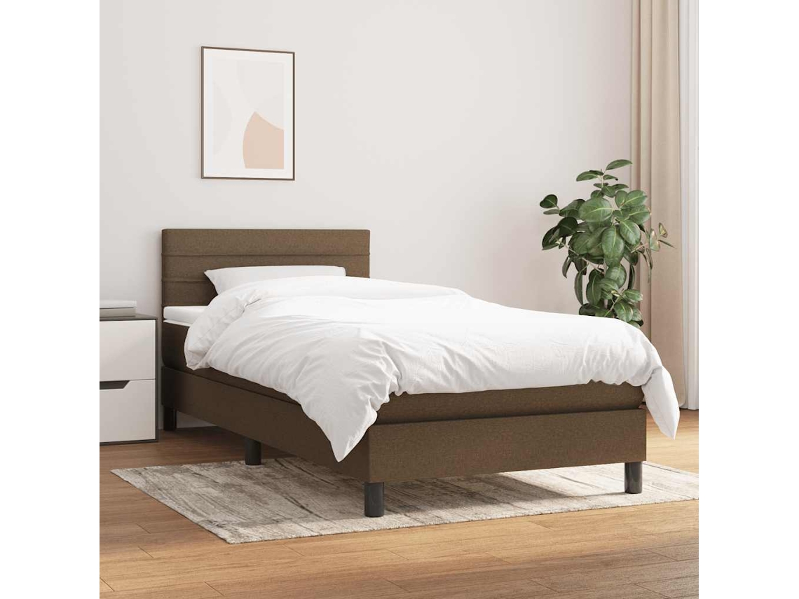 Vidaxl Cama Com Molas/colchão 80x200 Cm Tecido Castanho-escuro