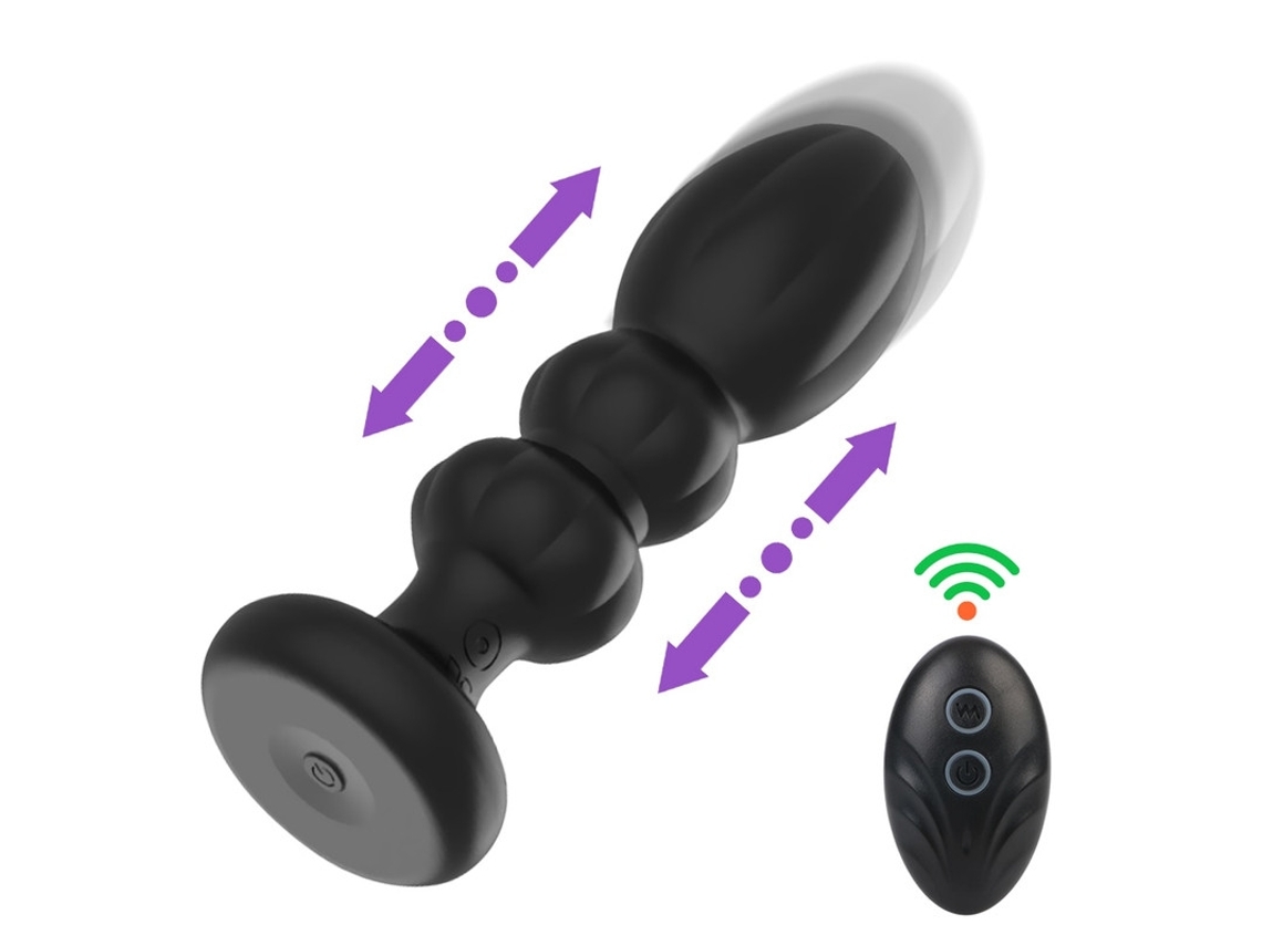 Telescopic Massage Vibrator With Wireless Remote Control, 5 Frequency Modes, Black