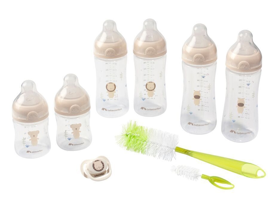 Kit completo de biberões BEBECONFORT Physio Air Conjunto de alimentação desde o nascimento Soft Sand