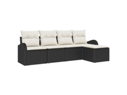 Conjunto 5 Móveis De Jardim Vidaxl Preto Vime Pe (234 X 117 X 85 Cm)