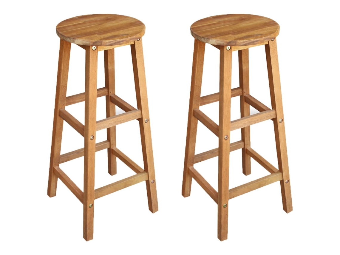 Bancos De Bar 2 Pcs Madeira De Acácia Maciça Dkd Home Decor