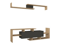 Mesa Para Tv Liksefte Com Prateleira De Parede 154x28x42 Cm Carvalho Safira/preto [EN.CASA]