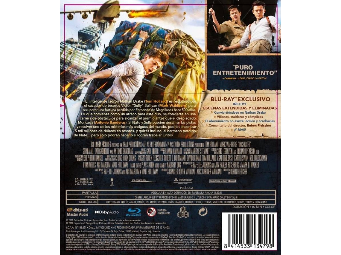 Uncharted - Blu-ray - Ruben Fleischer - Tom Holland;Mark Wahlberg