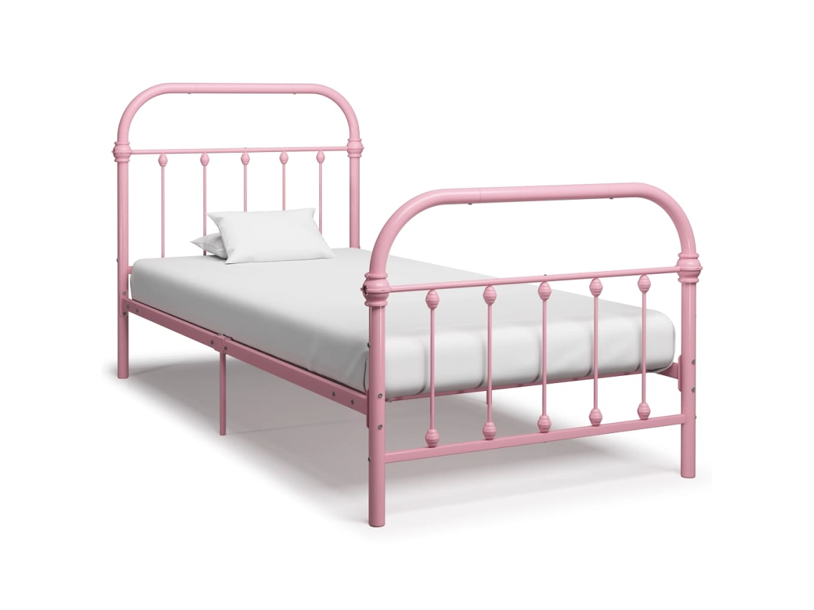Bed Frame, Bed Frames Vidaxl Cor-de-rosa Metal (100 X 200 Cm)