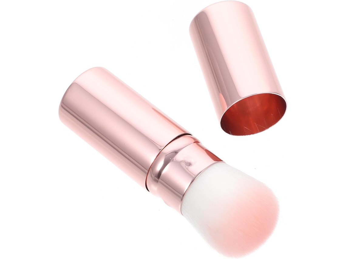 1 Pincel De Blush Retrátil Portátil Rosa Macio Para Maquiagem Facial