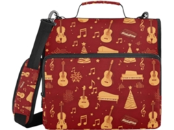 Pasta Com Zíper Instrumentos Musicais E Artigos De Natal Alça Ombro, Vários Bolsos De 3, 8cm, 3 Estojos Lápis