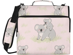 Pasta Organizadora Com Zíper De 3 Argolas, Estampa De Coala E Bebê, Com Alça, Vários Bolsos, Ideal Escola E