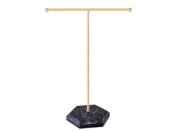 2026-soporte De Colar De Metal T-bar Linjou Com Prato Redondo De Padrão Marmore Cor Preta