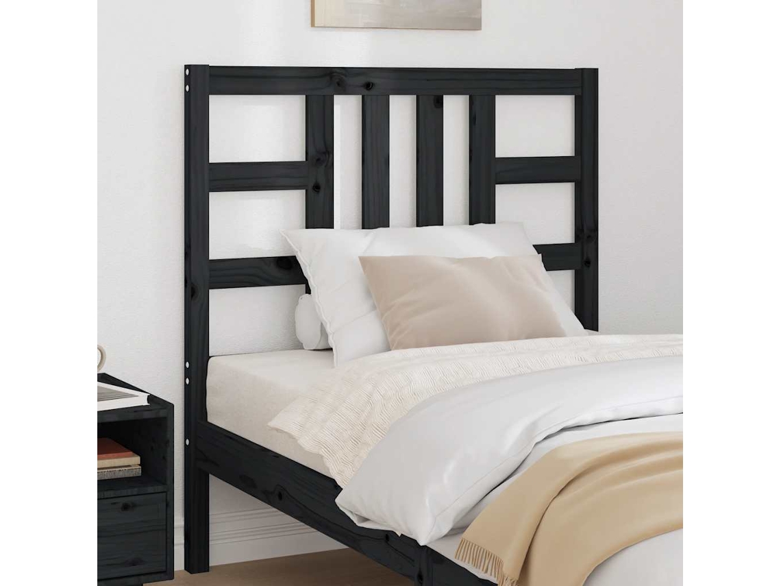 Vidaxl Cabeceira De Cama 96x4x100 Cm Pinho Maciço Preto