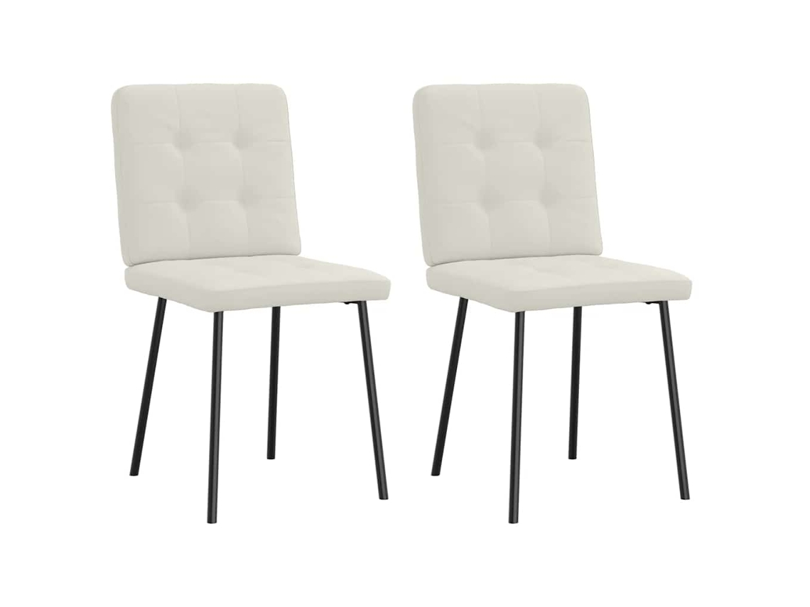 Vidaxl Cadeiras De Jantar 2 Pcs Veludo Cor Creme
