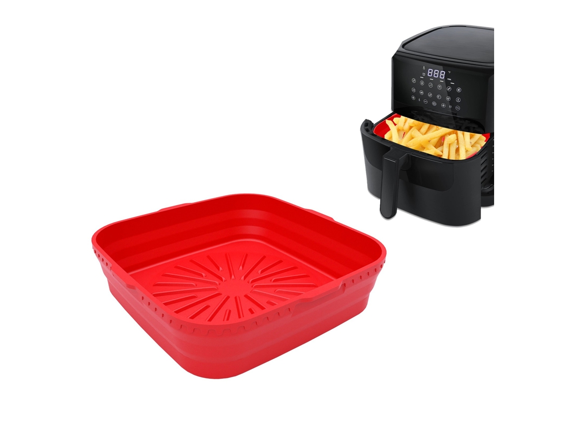 Tapete De Silicone Quadrado Dobrável Para Fritadeira Ar, Vermelho, Compatível Com 7,5 Polegadas +