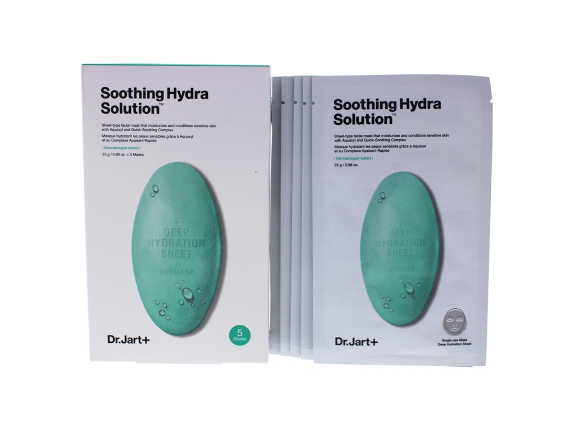 Máscara calmante Hydra Solution Sheet da DR. JART para unissex - máscara de 5 unidades