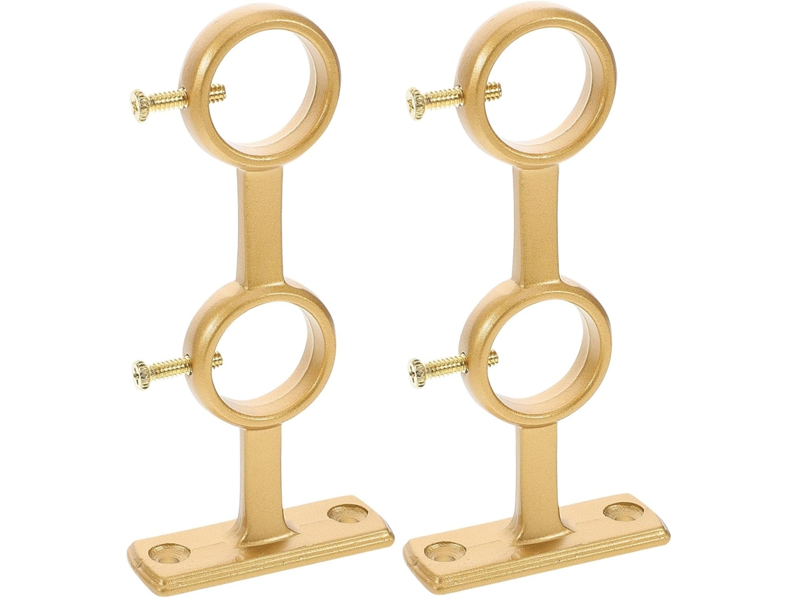 Suportes Duplos Para Varão De Cortina Romana, Em Liga De Alumínio Dourado, 2 Peças Com Resistência Reforçada, Para Uso