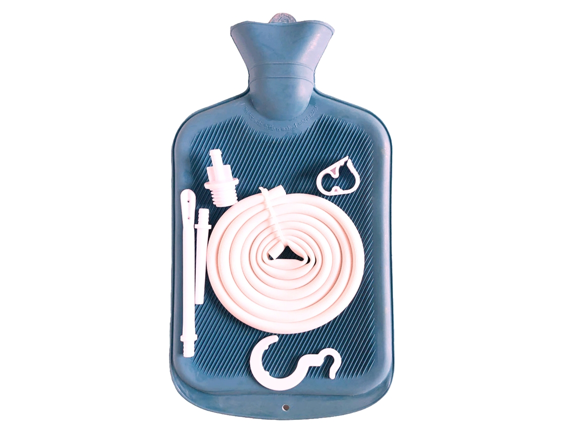 Kit De Limpeza De Cólon Saco Enema 2l Com Mangueira Longa E Válvula De Fluxo Controlável Azul