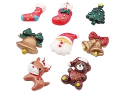 8 Peças Magnéticas Decorativas da Geladeira de Natal: Árvore, Papai Noel, Urso, Rena - Resina e Imã para Casa e Mesa