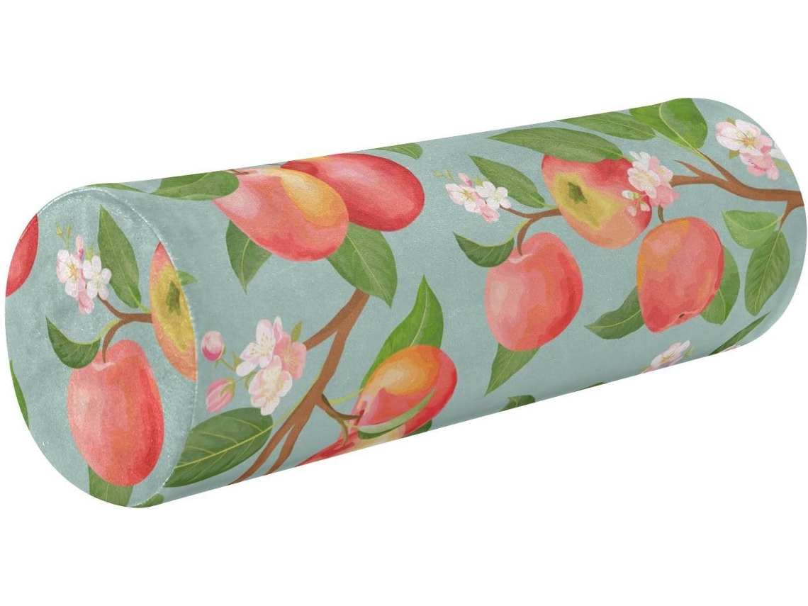 Almofada Cilíndrica Redonda Formato de Frutas Outono e Verão Fácil Limpar Ideal para Viagens, Casa Escritório
