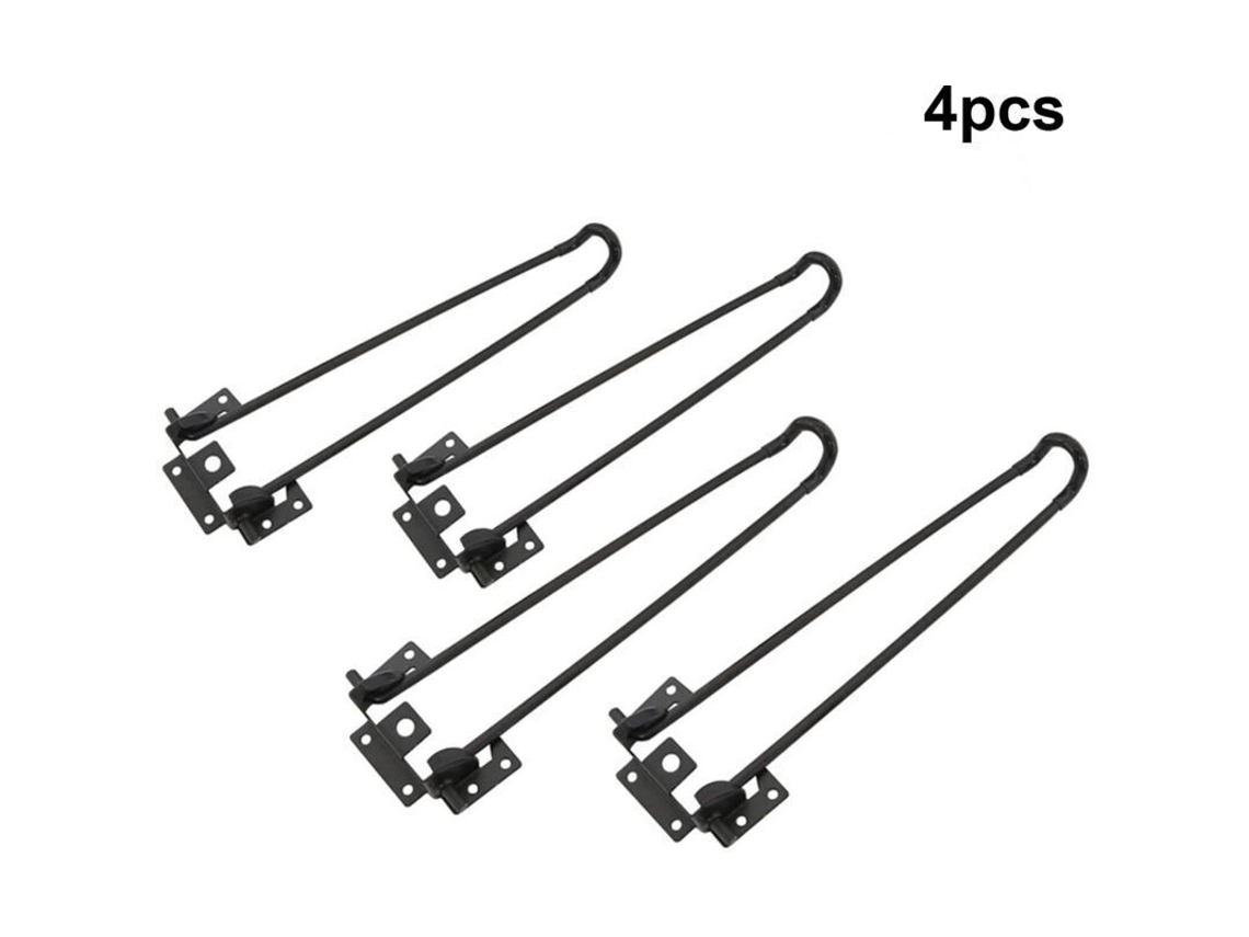 Pés Para Mesa E Móveis, 4 Peças, Em Metal, 51cm, Cor Preto, Dobráveis, Grampo De Cabelo, Resistentes, Para Mesas, Móveis