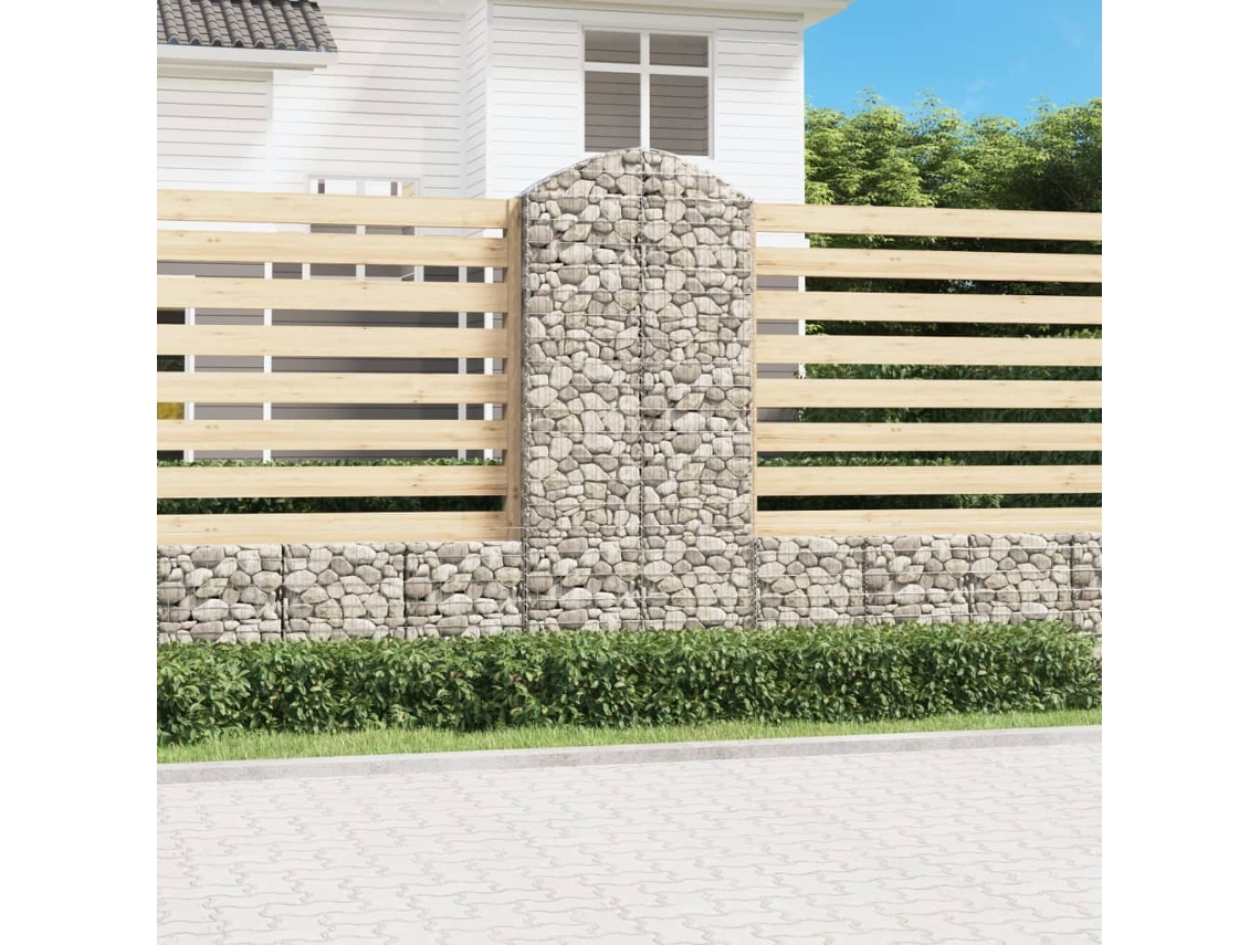 Vidaxl Cesto Gabião Arqueado 100x30x220/240 Cm Ferro Galvanizado