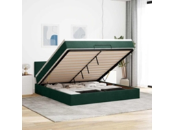 Vidaxl Estrutura De Cama Otomana Com Colchão 160x200 Cm Verde Escuro