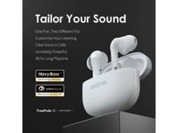 Auriculares Inalámbricos Bluetooth 5.3 Oraimo Freepods 3c, 8+28 Horas de Autonomía, 4 Micrófonos, Cancelación Activa de Ruido, Color Blanco Y Negro.