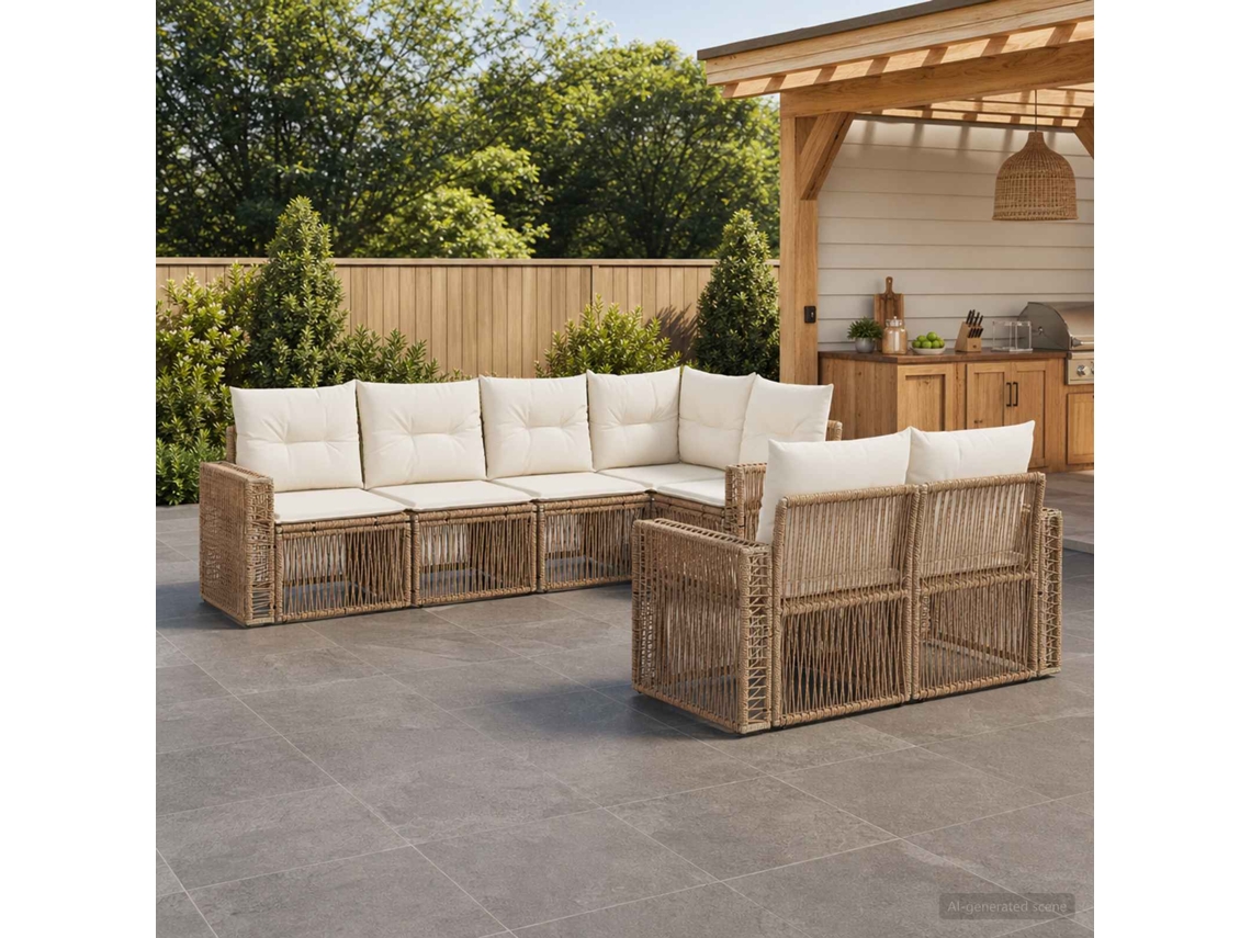 Vidaxl Conjunto De Sofá De Jardim 7 Unid. 7-número De Lugares