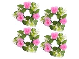 Laxiscreed Vaso Com 4 Flores Artificiais De Rosa Para Decoração De Casamentos E Festas