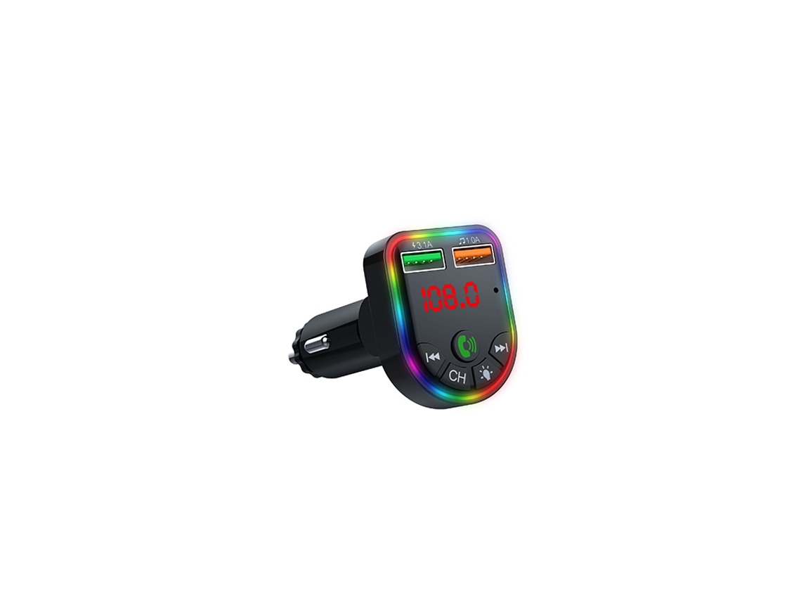 Transmissor Fm YIZHOOD F5 Bluetooth 5.3 Fm Dual Usb Port Carregamento Rápido Sem Fio Mãos Livres Mp3 Preto